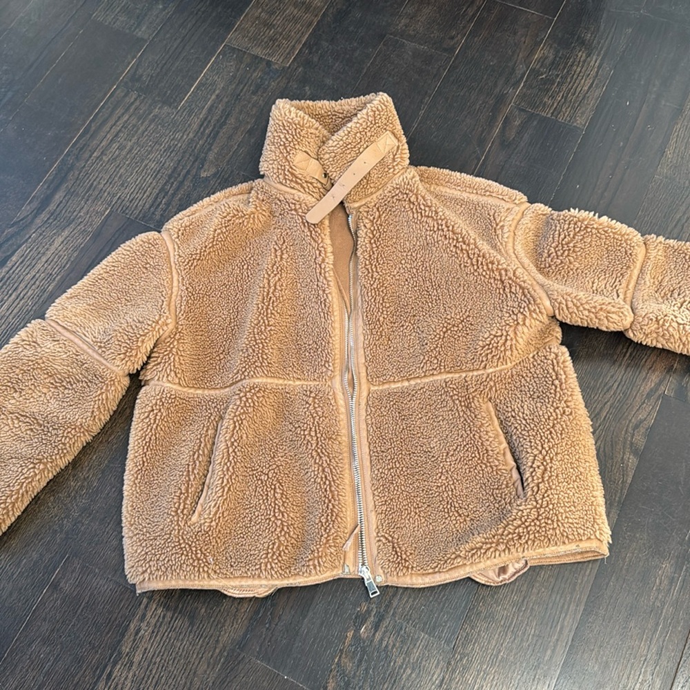 zara sherpa coat size large
